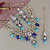 Lucky Jewellery Gold Plated Firoji Blue Color Tika Earring Necklace Combo Kundan Jewellery Set (726-MSK-3-LINE-FB)