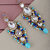 Lucky Jewellery Gold Plated Firoji Blue Color Tika Earring Necklace Combo Kundan Jewellery Set (726-MSK-3-LINE-FB)