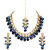 LUCKY JEWELLERY Back Meenakari Gold Plated Blue Color Tika, Earring Kundan Choker Necklace Set (990-J5SK-1664-EE)