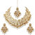 LUCKY JEWELLERY Back Meenakari Gold Plated White Color Tika, Earring Kundan Choker Necklace Set (2185-J5SK-1815-W)