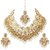 LUCKY JEWELLERY Back Meenakari Gold Plated White Color Tika, Earring Kundan Choker Necklace Set (2415-J5SK-1815-W)