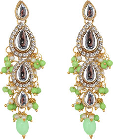 Lucky Jewellery Traditional Gold Plated Kundan Stone Parrot Green Earrings for Girls & Women (260-MEK-1812-PRT)