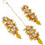 LUCKY JEWELLERY Designer Back Meena Gold Plated Kundan Yellow Tika Earrings Set for Girls  women (293-J5E2K-1664-Y)