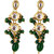 LUCKY JEWELLERY Designer Back Meena Gold Plated Kundan Green Color Tika Earring Set for Girls  women (293-J5E2K-1810-G)