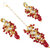 LUCKY JEWELLERY Designer Back Meena Gold Plated Kundan Maroon Color Tika Earrings for Girls  women (293-J5E2K-1810-M)