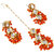 LUCKY JEWELLERY Designer Back Meena Gold Plated Kundan Orange Color Tika Earring for Girls  women (319-J5E2K-1811-O)