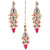 LUCKY JEWELLERY Designer Gold Plated Kundan Pink Magenta Color Tika Earring Set for Girls  women (320-ME2K-1812-PKR)