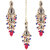 LUCKY JEWELLERY Designer Gold Plated Kundan Magenta Blue Color Tika Earring Set for Girls  women (320-ME2K-1812-RB)