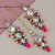LUCKY JEWELLERY Designer Gold Plated Kundan Magenta Green Color Tika Earring Set for Girls  women (320-ME2K-1812-RG)