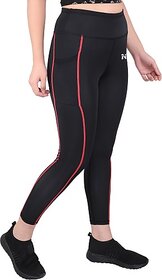 Ninq Solid, Striped Women Black Tights