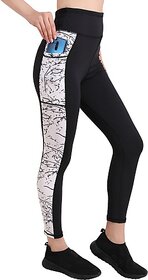 Ninq Printed Women Black Tights