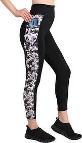 Ninq Printed Women Black Tights