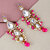 LUCKY JEWELLERY Designer Gold Plated Kundan Magenta Color Tika Earring Set for Girls  women (320-ME2K-1812-R)