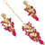 LUCKY JEWELLERY Designer Back Meena Gold Plated Kundan Magenta Tika Earring Set for Girls  women (293-J5E2K-1810-R)