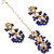 LUCKY JEWELLERY Designer Back Meena Gold Plated Kundan Blue Color Tika Earring Set for Girls  women (319-J5E2K-1811-B)