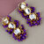 LUCKY JEWELLERY Designer Back Meena Gold Plated Kundan Purple Tika Earring Set for Girls  women (319-J5E2K-1811-P)