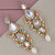 LUCKY JEWELLERY Designer Gold Plated Kundan Light Peach Mint Tika Earring Set for Girls  women (320-ME2K-1812-LPHMNT)