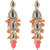 LUCKY JEWELLERY Designer Gold Plated Kundan Peach Color Tika Earring Set for Girls  women (320-ME2K-1812-PH)