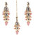 LUCKY JEWELLERY Designer Gold Plated Kundan Pink Color Tika Earring Set for Girls  women (320-ME2K-1812-PK)