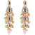 LUCKY JEWELLERY Designer Gold Plated Kundan Pink Mint Color Tika Earring Set for Girls  women (320-ME2K-1812-PKMNT)