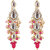 LUCKY JEWELLERY Designer Gold Plated Kundan Pink Magenta Color Tika Earring Set for Girls  women (320-ME2K-1812-PKR)