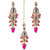 LUCKY JEWELLERY Designer Gold Plated Kundan Magenta Color Tika Earring Set for Girls  women (320-ME2K-1812-R)