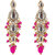 LUCKY JEWELLERY Designer Gold Plated Kundan Magenta Color Tika Earring Set for Girls  women (320-ME2K-1812-R)