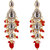 LUCKY JEWELLERY Designer Gold Plated Kundan Red Color Tika Earring Set for Girls  women (320-ME2K-1812-RED)