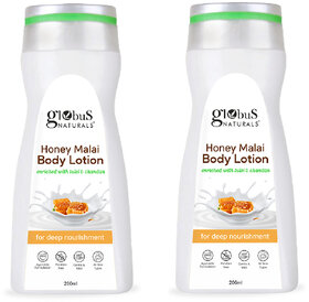 Globus Naturals Honey Malai Body lotion Enriched with Tulsi and Chandan For Deep Nourishment 200ml Pack of 2