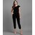 Vivient Women Black Plain Velvet Jumpsuit