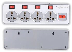 MYZK 4 Way Strip with Individual Switch (240V Multipurpose) 6A 4 Way Extension Board 3M Cord Length  4 Universal Sock
