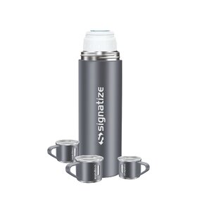 Signatize Coffee Thermos Stainless Steel Vacuum Flask with 3 Steel Cup, 500ml/16.9oz Insulated Bottle with Cup-Grey