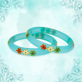 LUV FASHION Blue plastic Designer Bangles