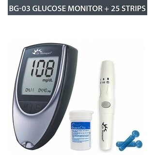 Dr Morepen Glucose Monitor BG-03(Grey Color) + 25 Test Strips Free