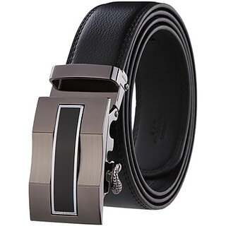 Phoenix Men Black Genuine Leather Belt(Black-Mb-07)