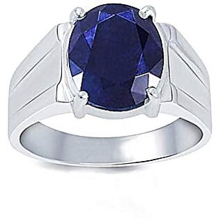 Natural Certified 8.25 Ratti Or 7.4 Carat Natural Blue Sapphire Ring (Nilam/Neelam Stone Silver Ring) 100 Original Good Quality Gemstone For Man And Woman