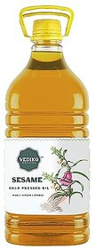 Vediko Raw Virgin Edible Cold Pressed White Sesame Oil (5L) 100 Pure And Natural Til ka Tel For Hair Body Skin Care Cooking  Natural Sunscreen Anti-aging  No Chemical No Adulteration