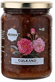 Vediko Organic Gulkand 1KG Jar  100 Sun-Cooked Pure Rose Petal Jam with No Artificial Flavors  Good for Gut Health  Sweetened with Raw Sugar (Mishri)  Improves Digestion  Natural Coolant  A Healthy Dessert