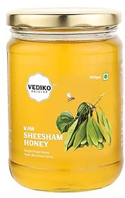 Vediko Organic Farm Fresh Raw Sheesham Honey (500GM) 100 Pure and Natural Unprocessed Single Origin Original Honey from Sheesham Farms  Chemical Free No Sugar No Adulteration