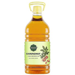 Vediko Organic Cold Pressed Raw Virgin Groundnut Oil (Pack Of 5-1000ML EACH)  100 Pure And Natural Peanut Oil for Cooking  Build Immune System And Maintain Blood Pressure  No Chemical No Adulteration