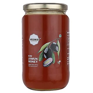 Vediko Organic Farm Fresh Raw Jamun Honey (1 Kg) 100 Pure And Natural Unprocessed Single Origin Original Honey from Jamun Farms  Rich in Antioxidants  Chemical Free No Sugar No Adulteration