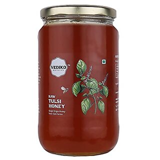 Vediko Origins Farm Fresh Raw Tulsi Honey (1 Kg)  100 Pure and Natural Unprocessed Single Origin Basil Honey from Tulsi Farms  Respiratory Booster  Chemical Free No Sugar No Adulteration