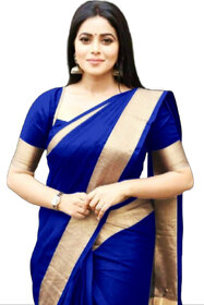 Art Silk Plain With Blouse Saree By SVB Saree