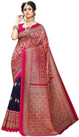 SVB Saree Dark Blue  Pink woven Art Silk Saree