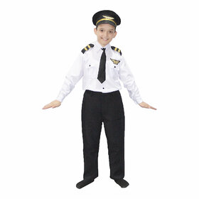 Kaku Fancy Dresses Our Helper/National Hero Pilot Costume -Black,for Boys Girls