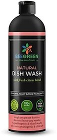 Beegreen Natural Dish Wash Liquid Soap- 500 ml | Eco-Friendly & Biodegradable |Safe For Sensitive Skin| 100% Natural & Plant based | Non Toxic | Chemical Free | Food Grade Ingredients