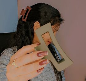 Matte Finish Rectangle Styling Hair Claw Clip For Women  Girl's Multi Color Pack of 6