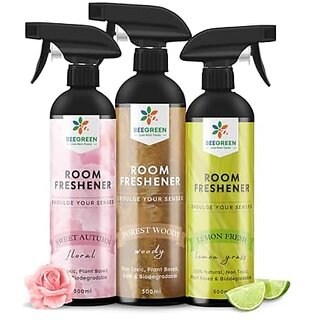 Beegreen IndulgeYourSenses Room Fresheners Kit | Lemon Fresh Forest Woody Sweet Autumn (Pack of 3)