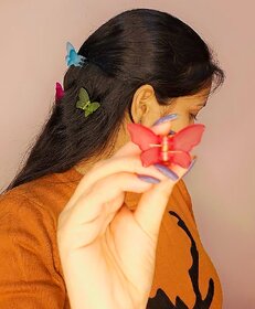 Mini Butterfly Hair Clature for Women  Girls Multi Color, Pack of 6