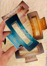 Transparent Dual Shade Hair Claw Clips, Clutches for Women  Girls, Pack of 4